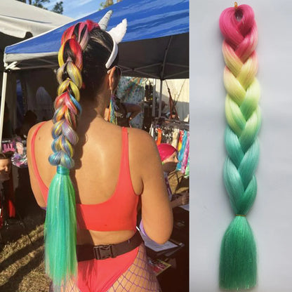 Purple, Pink & White Ombre Straight Braids – Hair Tinsel Festival Rave Extensions for Girls, Crazy Hair Day Braids