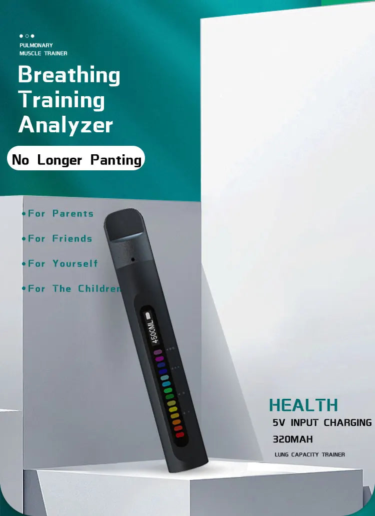 Smart Breathing Trainer Device with App — Breath Monitor for Lung Strength and Exercise