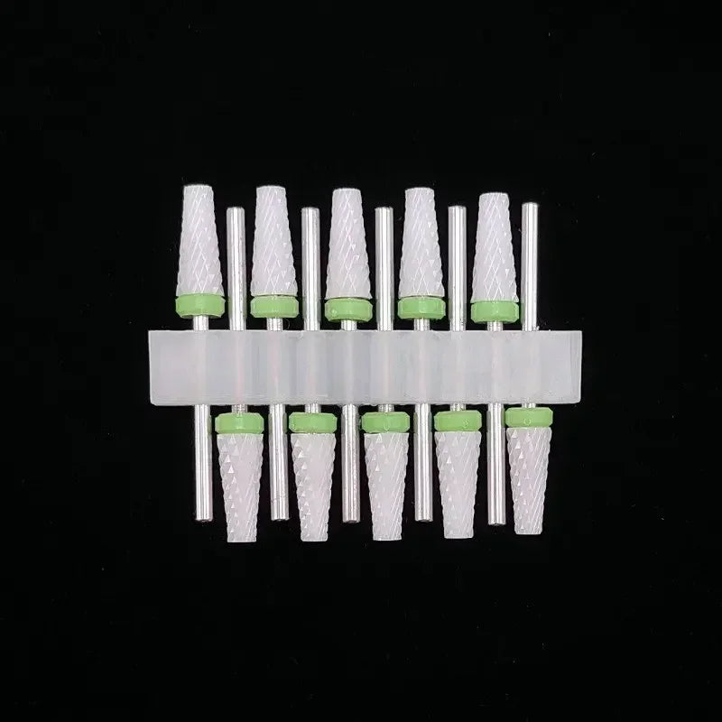 10PCS Ceramic Nail Drill Bits - Rotary Milling Cutters for Gel Polish Removal & Nail Grinding Machine Accessories