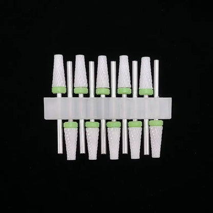 10PCS Ceramic Nail Drill Bits - Rotary Milling Cutters for Gel Polish Removal & Nail Grinding Machine Accessories