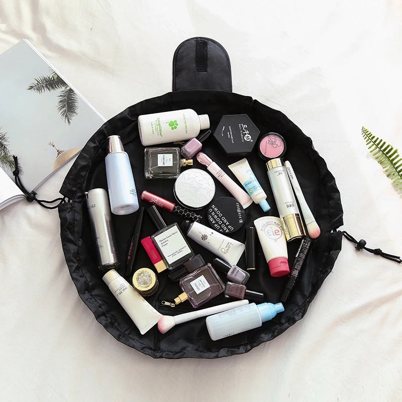 Women’s Drawstring Cosmetic Bag — Portable Waterproof Travel Makeup Organizer & Toiletry Beauty Pouch