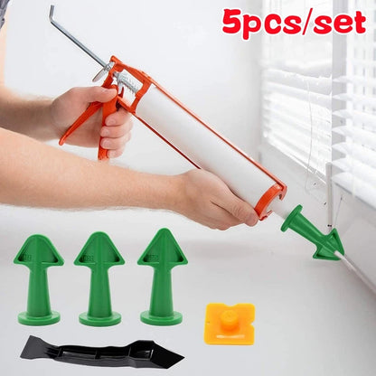 5pcs Caulking Nozzle Applicator Finishing Tool Kit - Plastic Glue Shovel, Tile Brick Joints Floor Silicone Remover, Grout Spatula