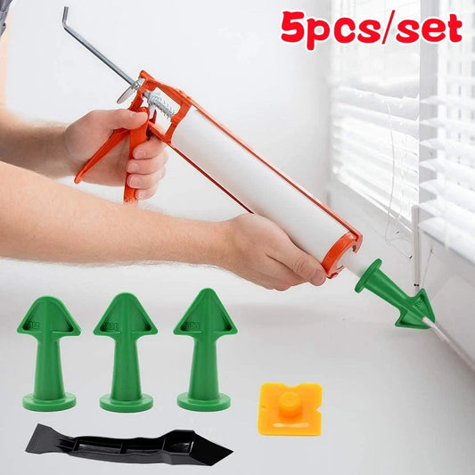 5pcs Caulking Nozzle Applicator Finishing Tool Kit - Plastic Glue Shovel, Tile Brick Joints Floor Silicone Remover, Grout Spatula