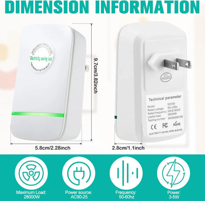 Household Power Saver Box – Voltage Stabilizer Device with EU/US Plug for Home, Office & Factory (90–250V)
