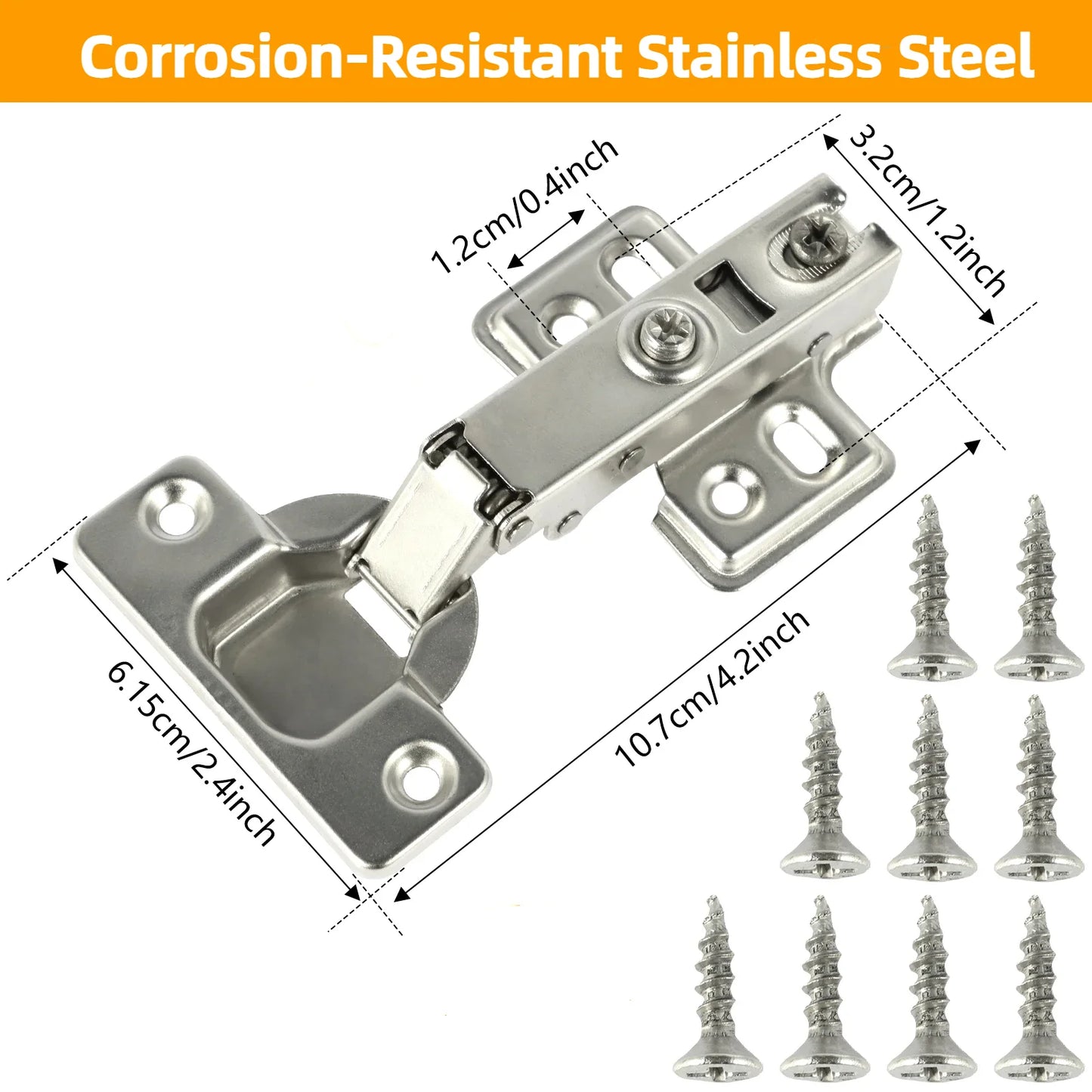 10Pcs Full Overlay Soft Close Hidden Hinges – Steel Hinges for Furniture & Kitchen Cabinet Doors with Screws
