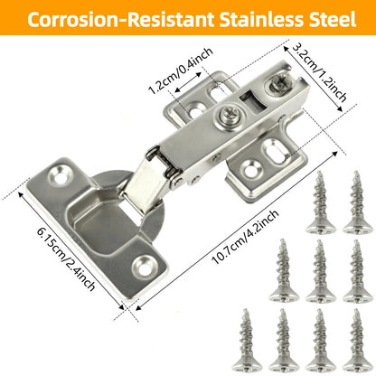 10Pcs Full Overlay Soft Close Hidden Hinges – Steel Hinges for Furniture & Kitchen Cabinet Doors with Screws