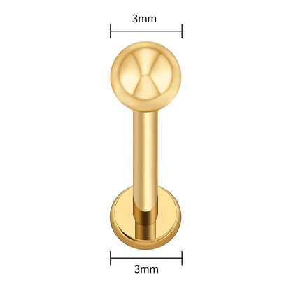 ASTM F136 Titanium Labret Stud Earrings – Threadless Push Pin Nose, Tragus, Cartilage & Helix Piercing Jewelry 16G/18G