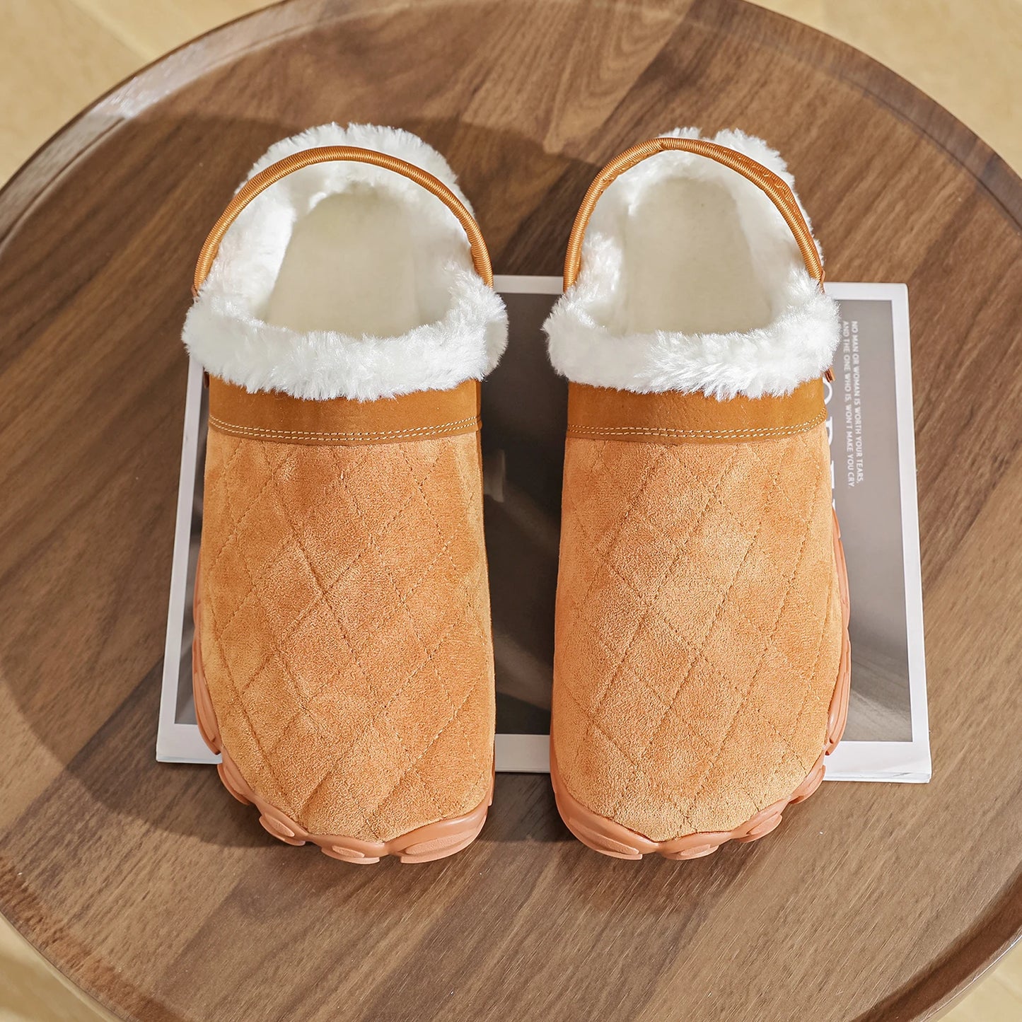 Chamois Leather Indoor Flip Flops – Warm Cotton Bedroom Slippers for Men & Women, Wide Toe Home Footwear