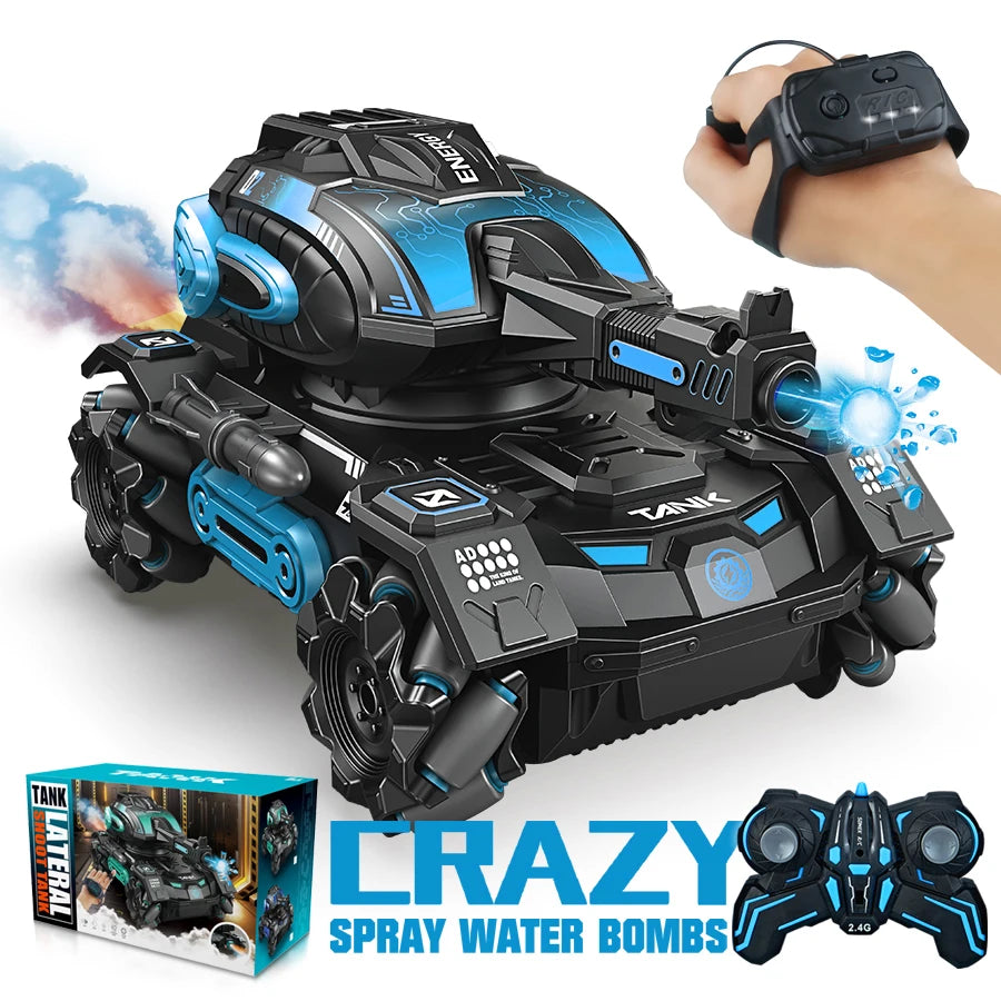 RC 2.4G Spray Car – Four-Wheel Stunt Water Polo Tank Toy for Boys, Remote Control Vehicle (Watch Sold Separately)