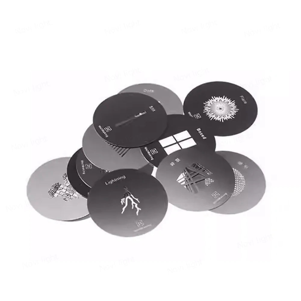 Metal Gobo Light Pattern Set - 1–6pcs 58mm/54mm Diameter Shadow & Background Projection Effects for Photography and Stage Lighting