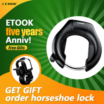 ETOOK Bike Horseshoe Lock - Anti-Theft Hardened Steel Pipe, Portable High Safety Road & Mountain Bicycle Lock