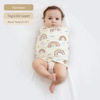 Bilayer Baby Swaddle Wrap Blanket - Soft Thin Cotton Newborn Anti-Startle Sleep & Changing Cover