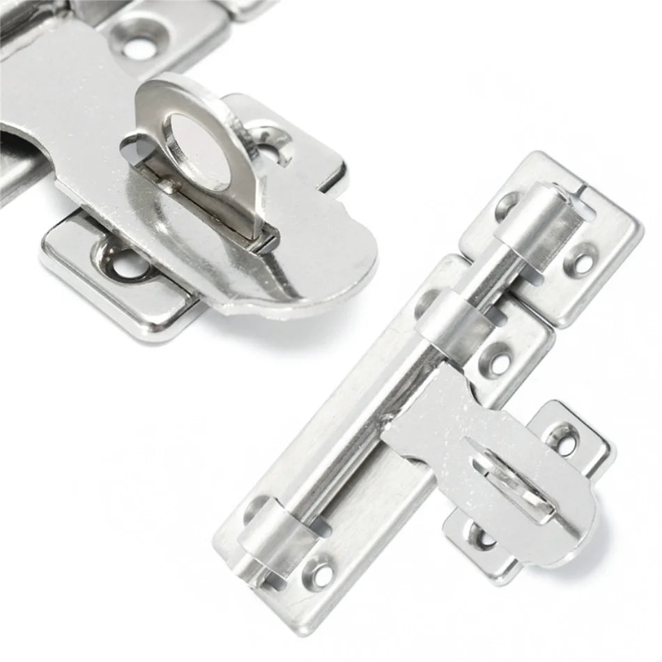 4-Inch Stainless Steel Door Lock – Barrel Bolt Latch Padlock Clasp Set for Doors, Windows, Drawers & Cupboards (Brushed Finish)