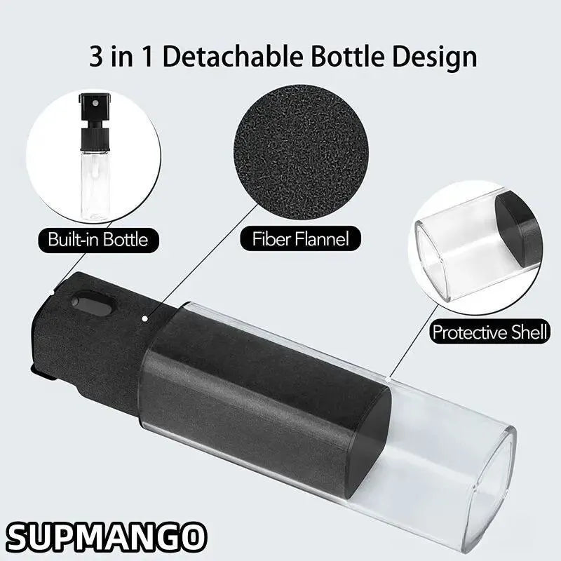 2in1 Microfiber Screen Cleaner Spray Bottle Set - Mobile Phone, iPad, Computer Cloth Wipes for iPhone Cleaning & Glasses