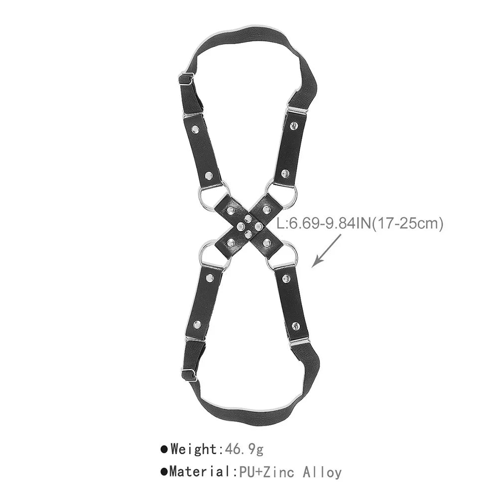 Gothic Punk X-Shape Black Leather Thigh Garter – Sexy Rock Leg Harness for Women & Girls