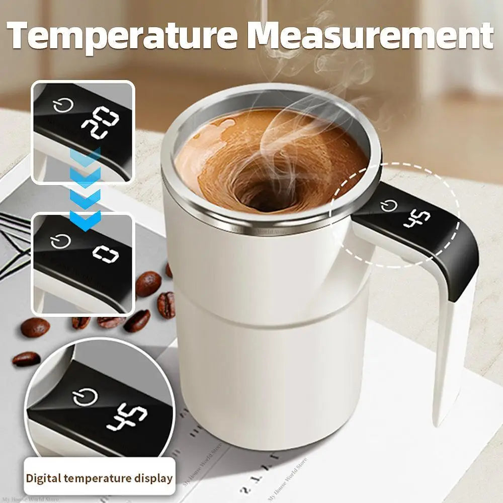 Automatic Stirring Cup – Rechargeable Portable Coffee Mug with Electric Stainless Steel Mixer, Rotating Magnetic Self-Stirring