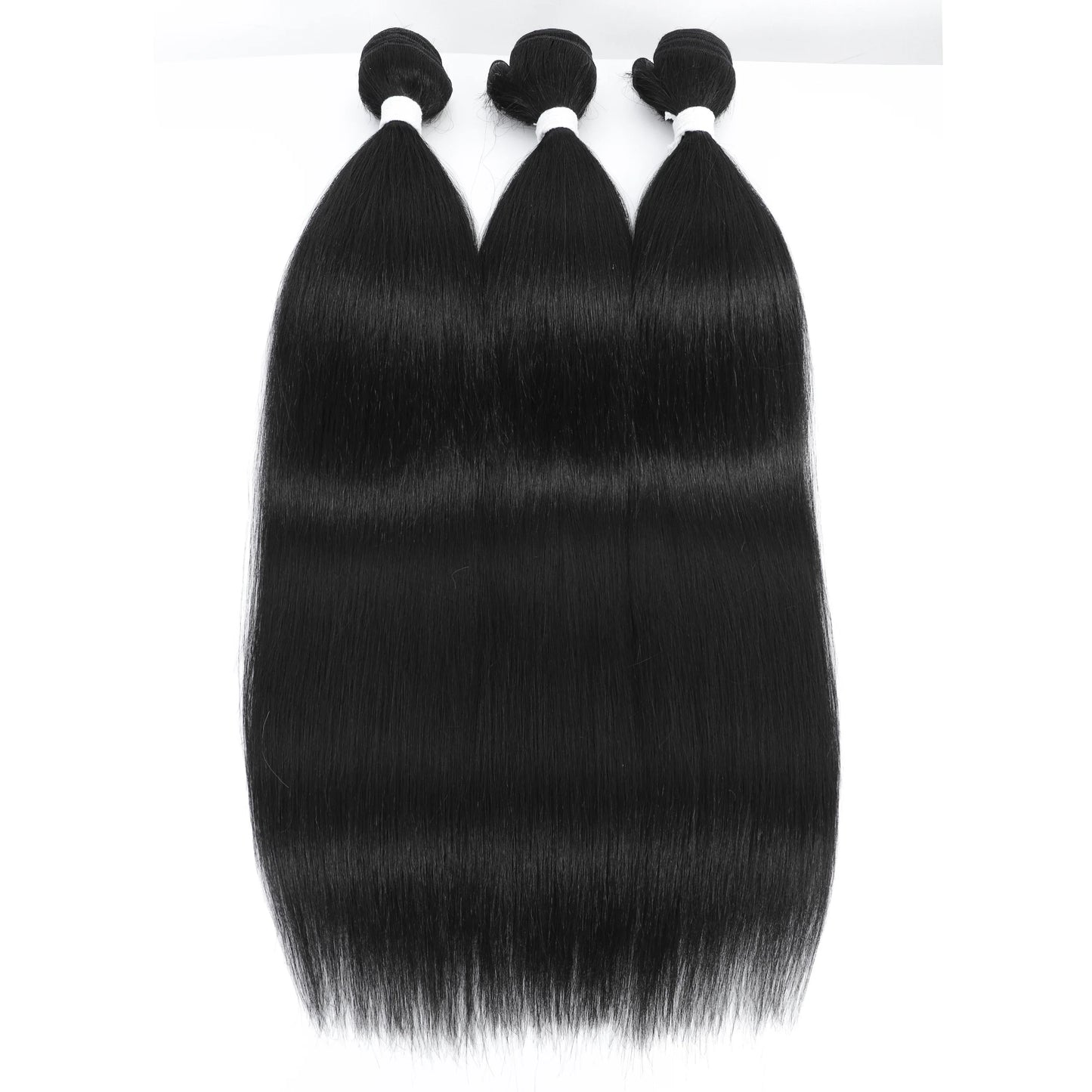 26" Ombre Straight Synthetic Hair Extensions – Smooth Weaving, Full Blue Hair Bundles from Root to End