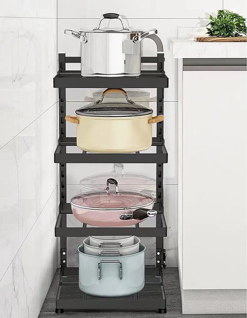 Multi-Layer Kitchen Sink Storage Rack – Adjustable Cooker and Pot Rack for Home Stovetop Cabinets