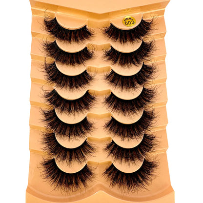 7 Pairs 3D Mink Fur False Eyelashes – Thick Short Dramatic Natural Look Makeup Lashes Wholesale