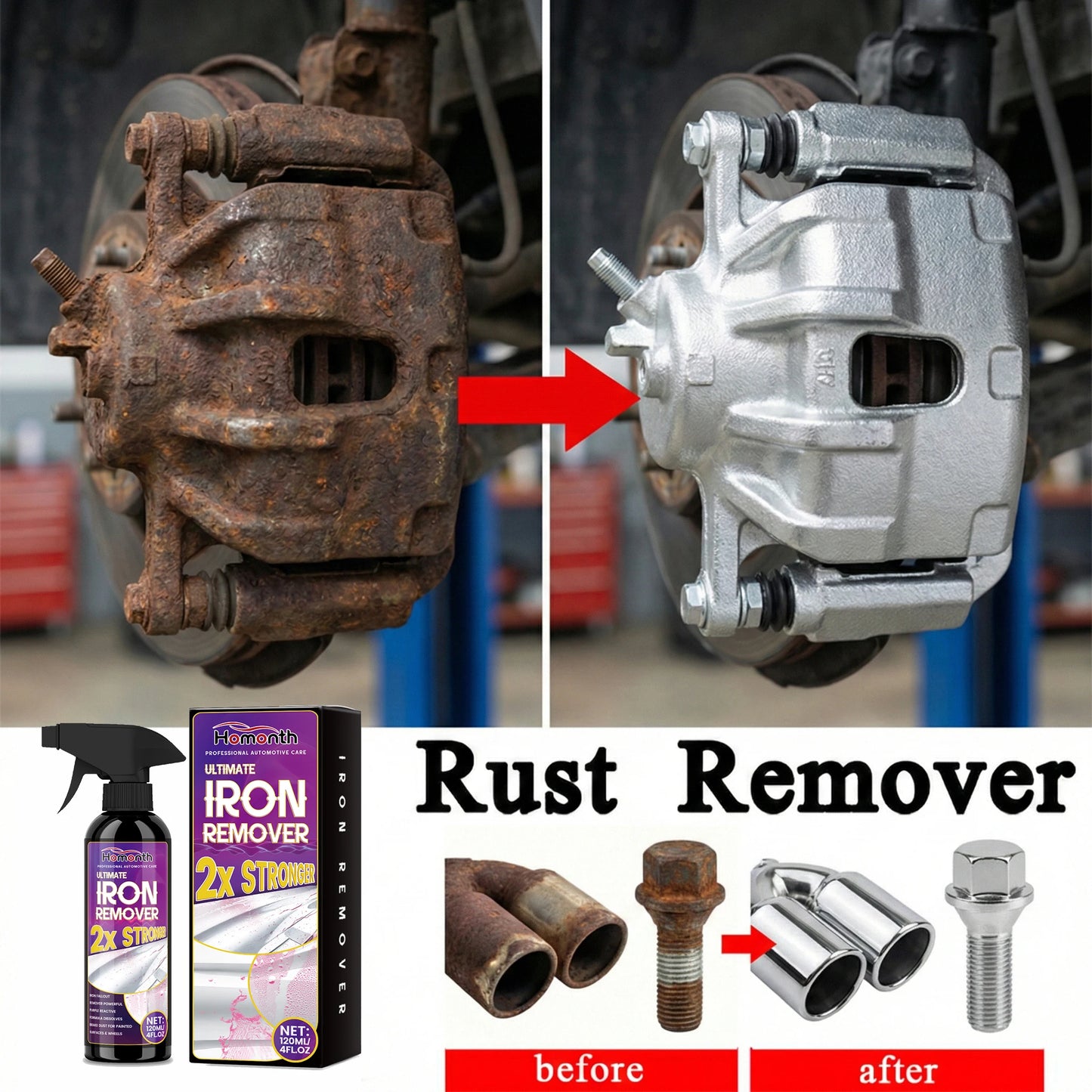 Powerful Rust Remover Spray - Fast Metal Rust Removal Solution for Cars, Bikes, Tools & Household Repairs