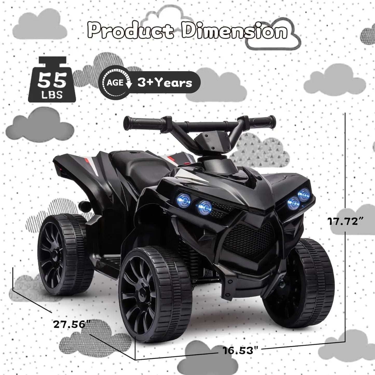 6V Kids Ride-On ATV 4-Wheeler – Electric Quad Car with Music, Foot Pedal, 1.8MPH Max Speed & Durable Wheels
