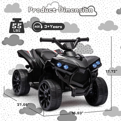 6V Kids Ride-On ATV 4-Wheeler – Electric Quad Car with Music, Foot Pedal, 1.8MPH Max Speed & Durable Wheels