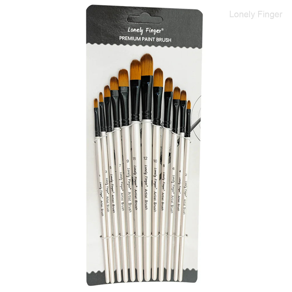 12-Piece Premium Artist Paint Brush Set – Durable Nylon Bristles for Acrylic, Watercolor, Oil & Body Painting
