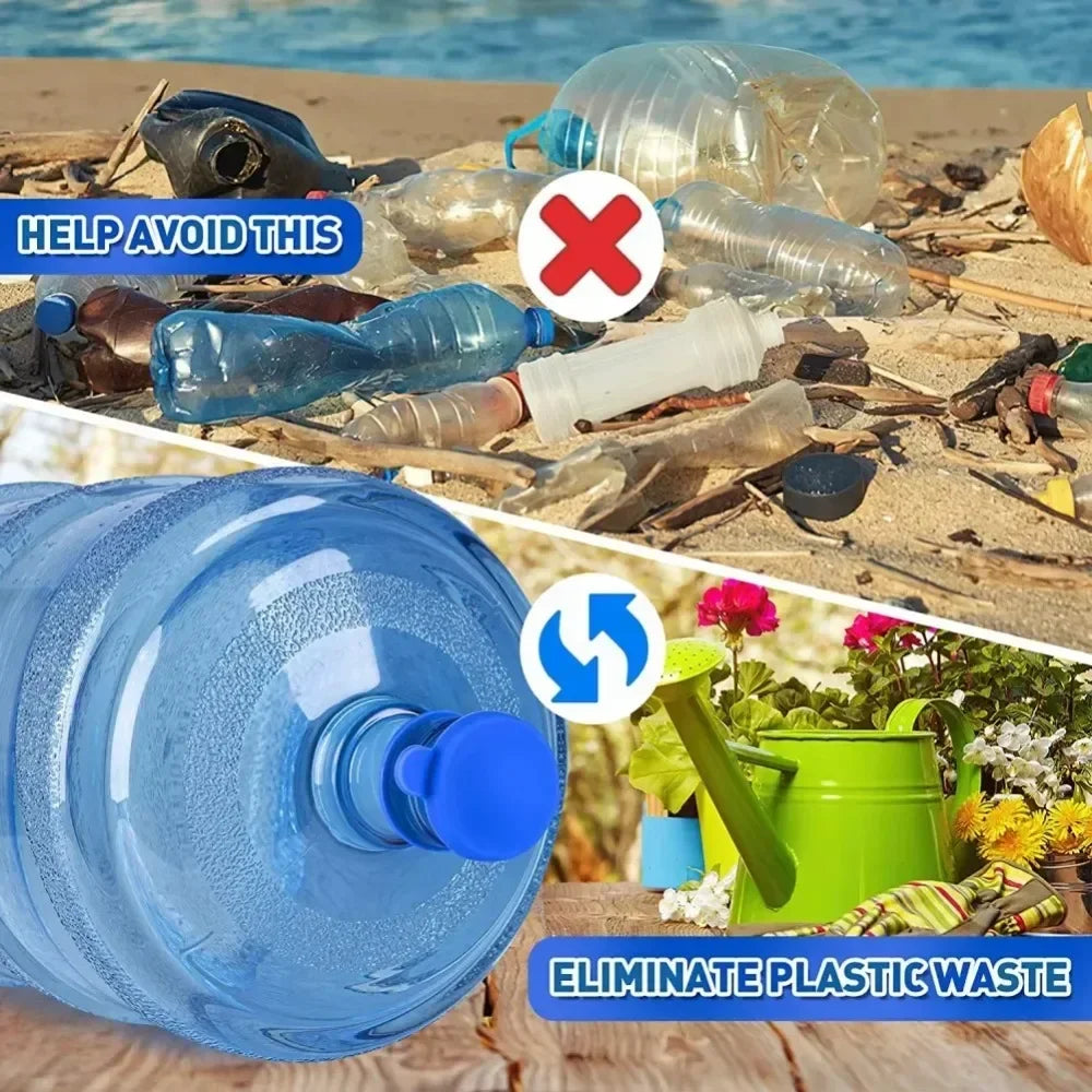 High-Quality Silicone Water Jug Cap with Inner Plug — Durable, Thick, Non-Spill Reusable Bottle Cover for Drinking Buckets