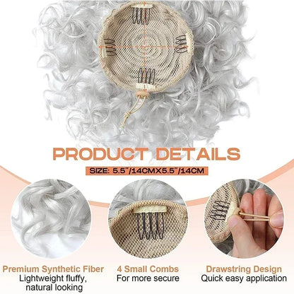 Synthetic Messy Curly Hair Bun – Short Loose Wave Updo Ponytail, Blonde Chignon Hairpiece, Heat-Resistant Extensions for Women