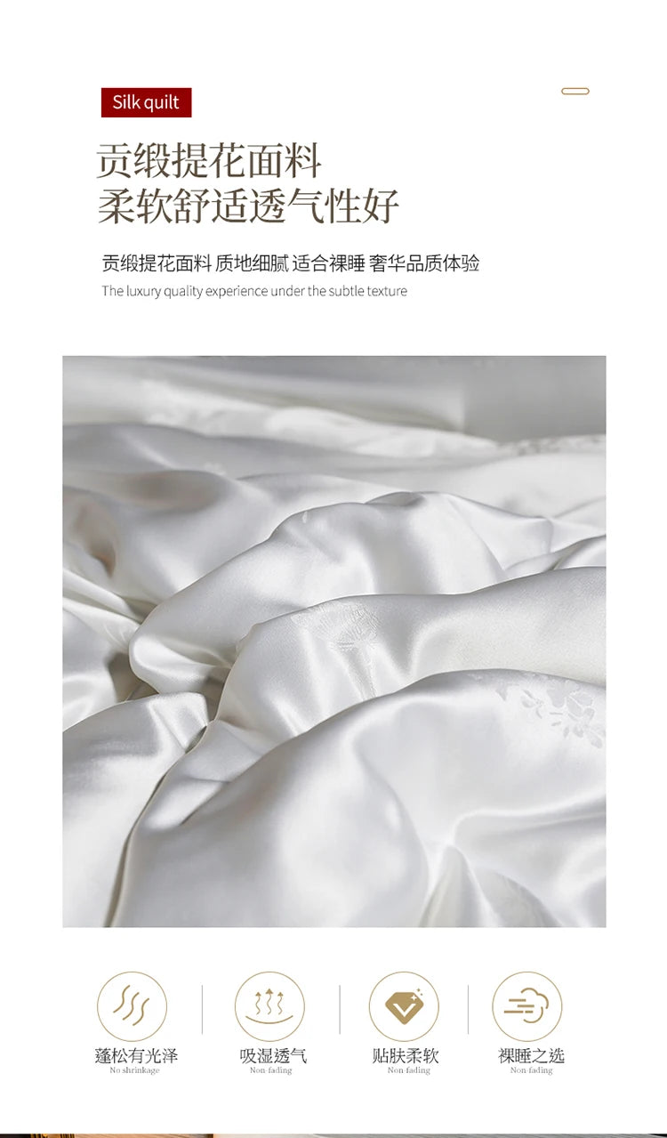 100% Mulberry Silk Handmade Comforter – Winter Warmth, Spring & Autumn Blanket, Thickened Single/Double Quilt for Home & Hotel