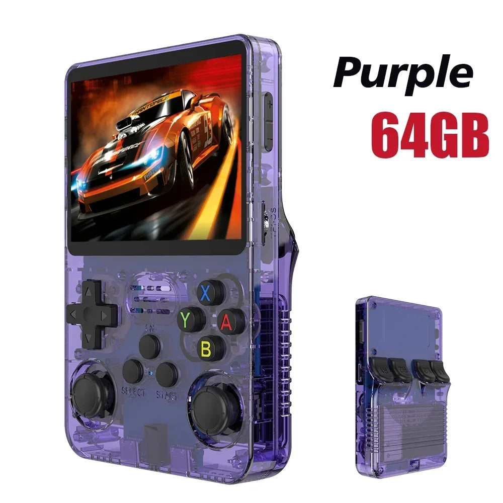 128GB Open Source R36S Video Game Console – Linux System, 3.5 Inch IPS Screen, Orange Portable Pocket Player, 64GB of Best Games
