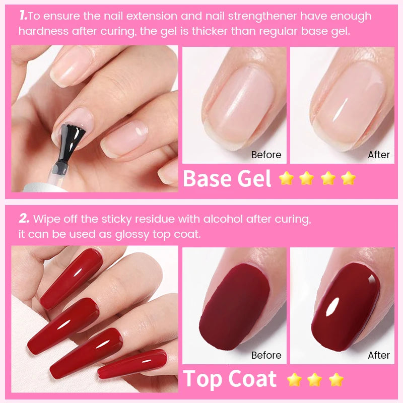 BORN PRETTY 6-in-1 Nail Glue Gel - 15ML Soak-Off Base & Top Coat for Acrylic Extensions