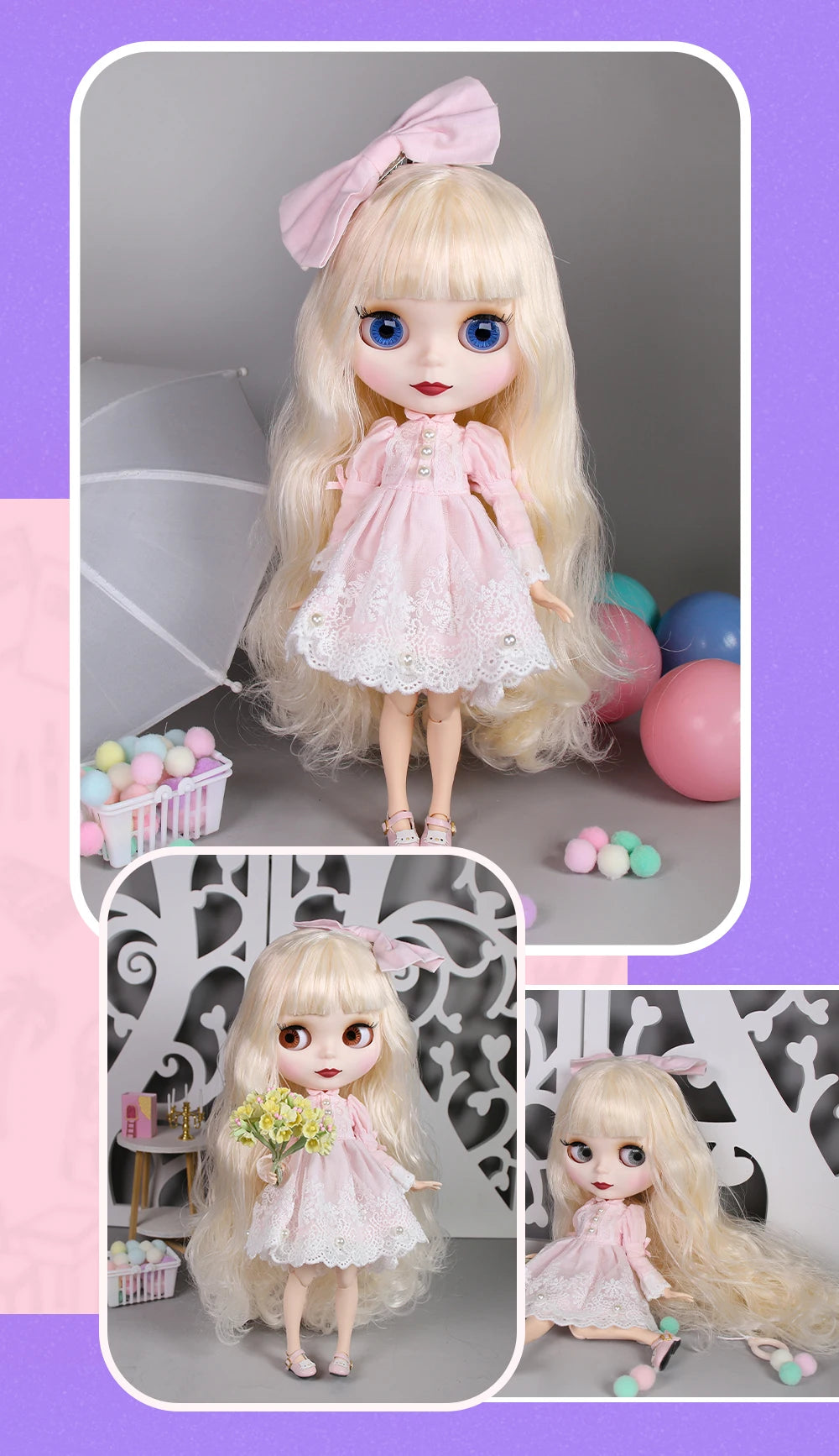 ICY DBS Blyth Doll – 1/6 Joint Body BJD Anime Doll, 30cm White Skin Matte Face Special Combo Toy
