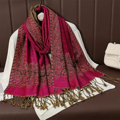 Luxury Autumn Cashmere Pashmina Shawl – Warm Winter Scarves for Women, Printed Cotton Foulard Stole Scarf 2023