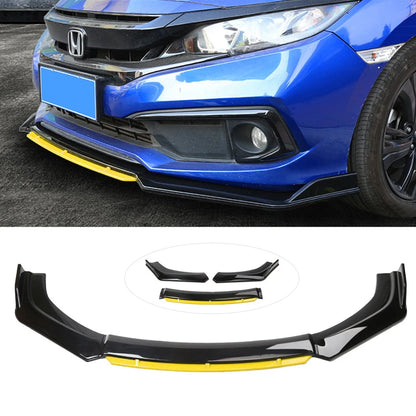 Universal Car Front Bumper Lip Spoiler Kit - 4PCS White Carbon Fiber Splitter & ABS Plastic Diffuser