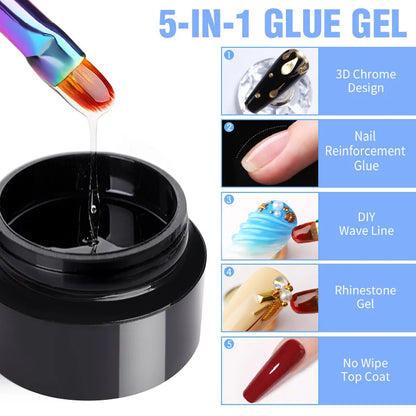 BORN PRETTY 5ML Super Silver Metallic Gel Nail Polish - Mirror Chrome Effect, Semi-Permanent Metal Painting Gel for DIY Nails