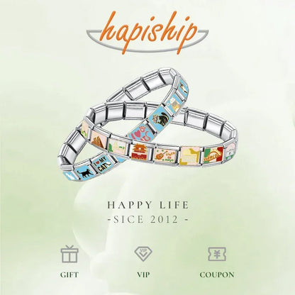 Hapiship 2024 Eye Moon Star Fish Spider Poker Queen Charm – Italian Links for 9mm DIY Bracelet Jewelry DJ854