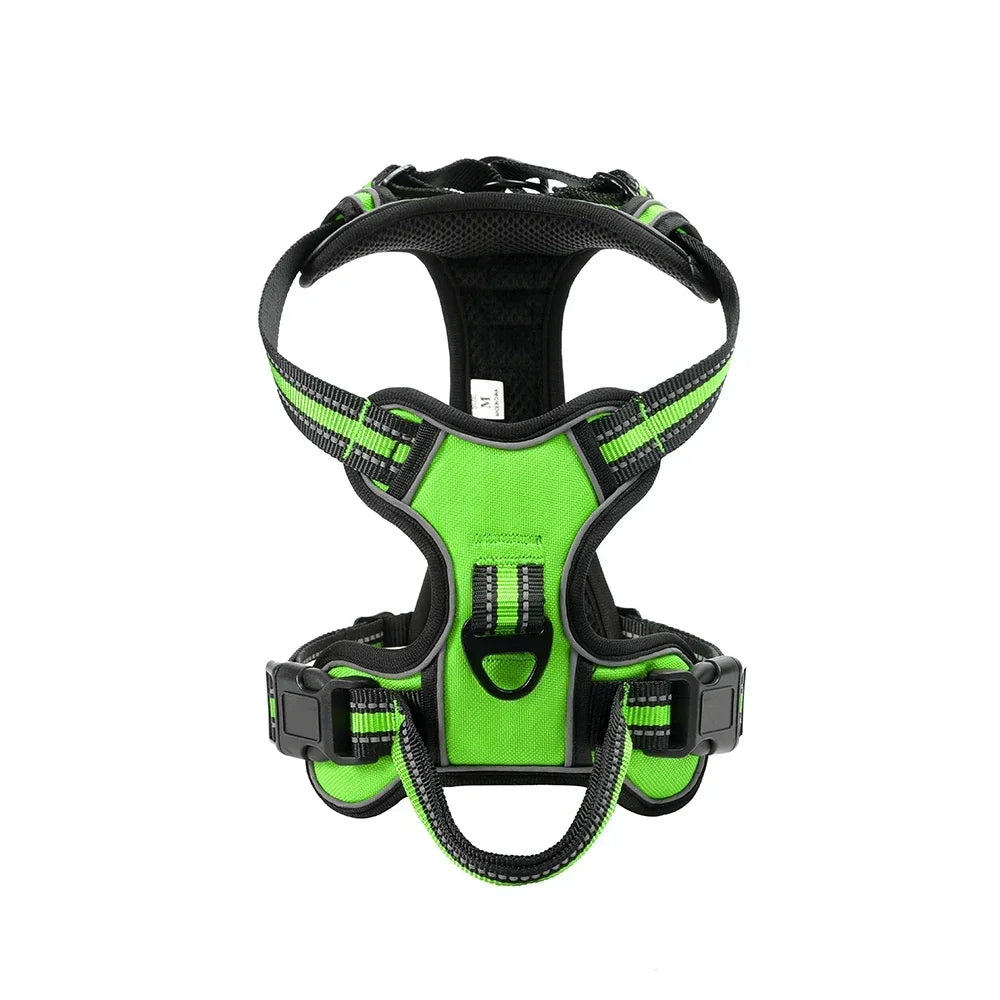 Adjustable No-Pull Reflective Dog Harness – Soft, Breathable Nylon Vest with Leash for Small & Large Dogs