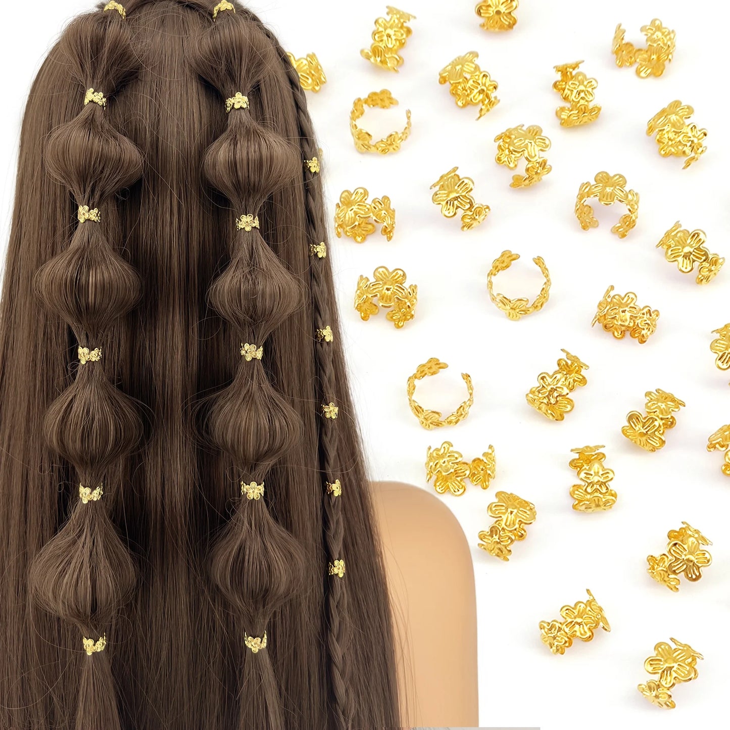 40pcs Vine Leaf Hair Braid Rings – Vintage Alloy Hair Pins for Dreadlocks, Women & Girls Summer Hair Accessories