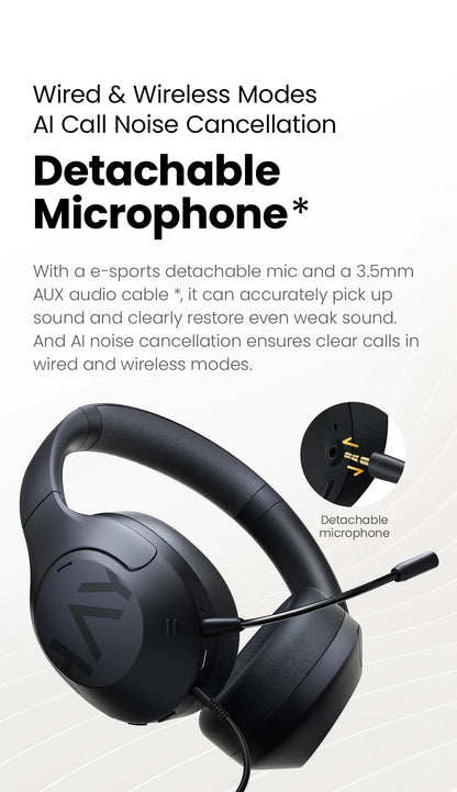 HAYLOU S30 Wireless Bluetooth 5.4 Headphones - 43dB Adaptive Noise Cancelling, 40mm Driver, 80H Playtime Earphones