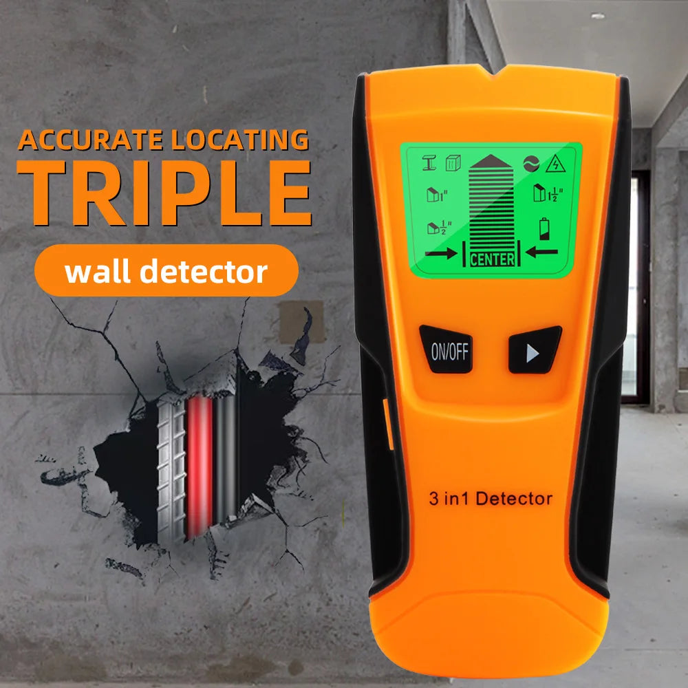 3-in-1 Wall Metal Detector – Professional Deep Scan for Metal, Wood Studs, AC Voltage & Live Wires