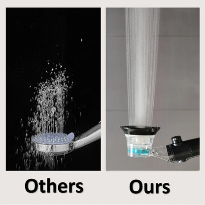 High-Pressure Turbo Propeller Shower Head with Temperature Display and Water-Saving Stop Button - Handheld Bathroom Shower Head