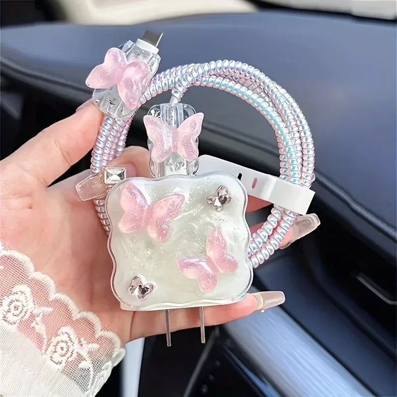 Butterfly Charging Cable Protector Case – Anti-Break Fast Charge Cable Guard for iPhone 18W/20W Data & Charger Protection Rope
