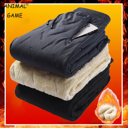 Men's Thermal Fleece Sweatpants - Thick Plush Winter Windproof Casual Pants