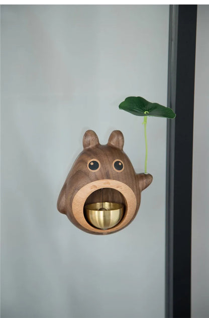 Wooden Wind Chimes with Copper Bells - Totoro Entry Doorbell Pendant, Cute Door Entry Reminder, Home Decor & Housewarming Gift