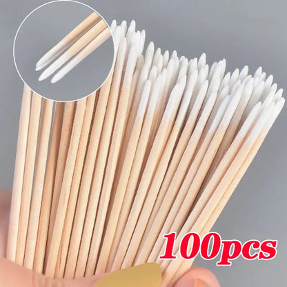 100/500PCS Nail Orange Wood Sticks - Double Head Cuticle Pusher & Remover for Manicure, Pedicure, and Rhinestone Picking