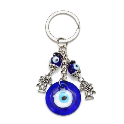 Lucky Eye Fatima Hand Keychain – Alloy Tree of Life Elephant Owl Blue Turkish Evil Eye Car Keyring Jewelry for Men & Women Gift