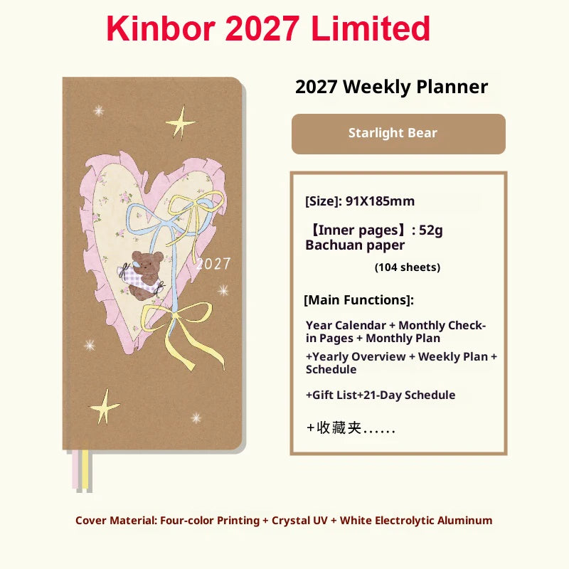 Kinbor Undated Weekly Planner - Illustrated Hardcover To-Do List Notebook
