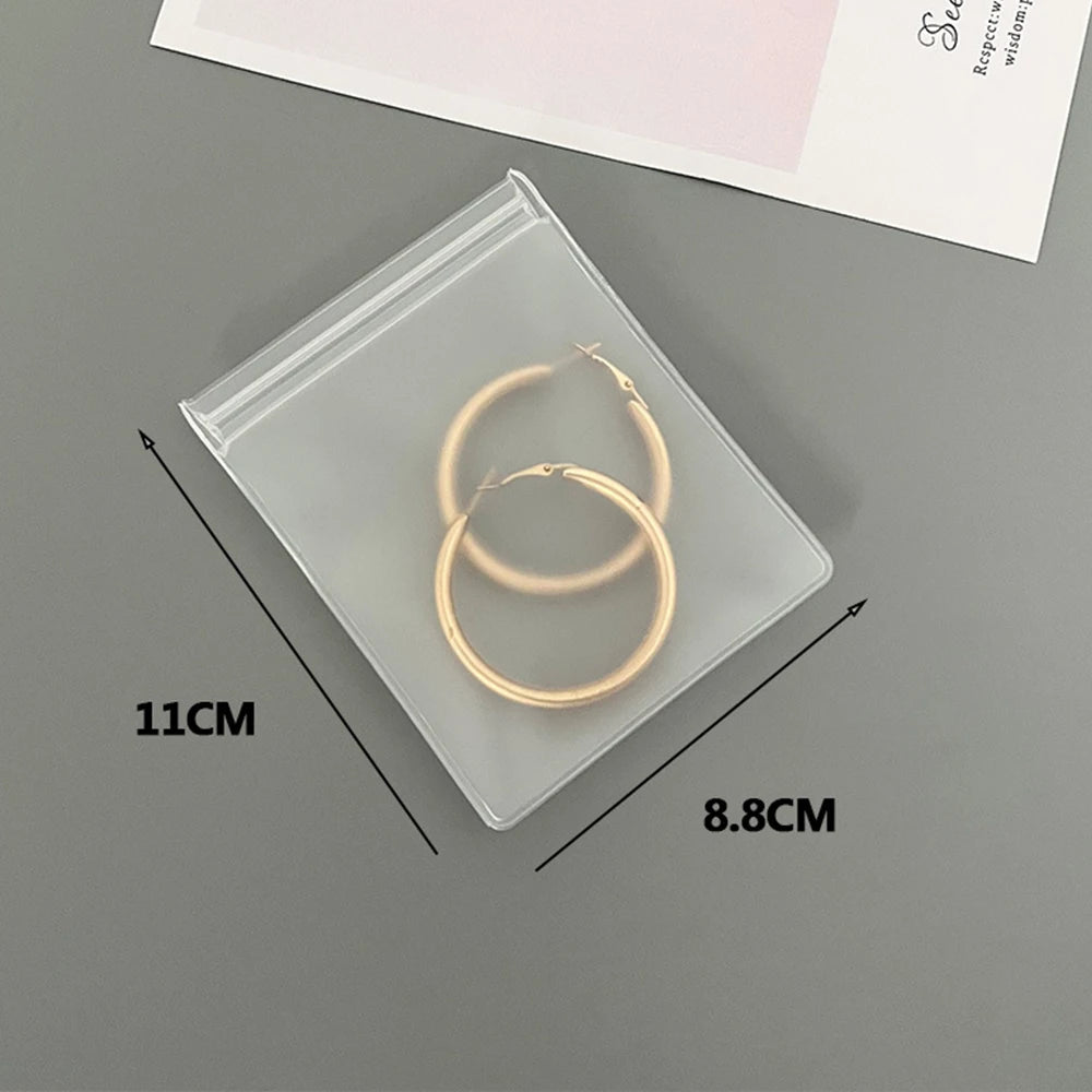 Personalized Transparent EVA Jewelry Zipper Bag – Frosted Plastic Storage Pouch for Ring, Earring, Necklace & Bracelet Packaging