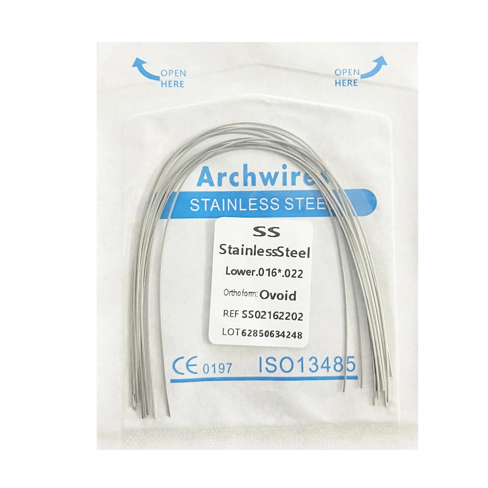 10PCS Dental Orthodontic Arch Wire Set - Stainless Steel Round & Rectangular Dentist Ovoid Form Material